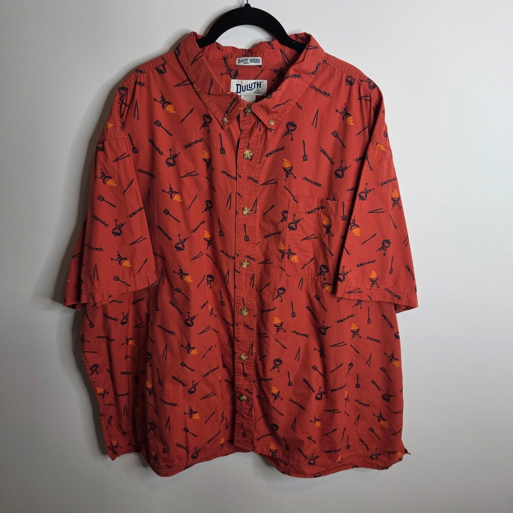 Duluth Trading Co BBQ Grill Print Button Down Shirt Mens 3XL